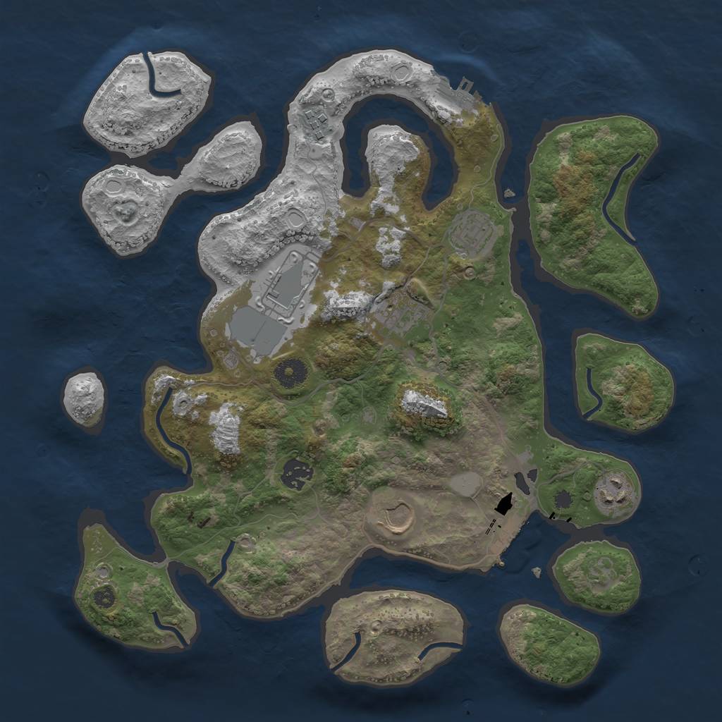 Rust Map: Procedural Map, Size: 3550, Seed: 437209, 14 Monuments