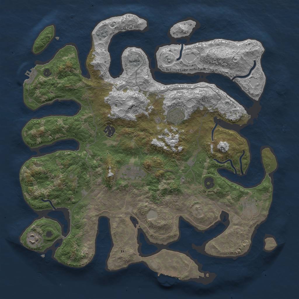 Rust Map: Procedural Map, Size: 4000, Seed: 6194, 14 Monuments