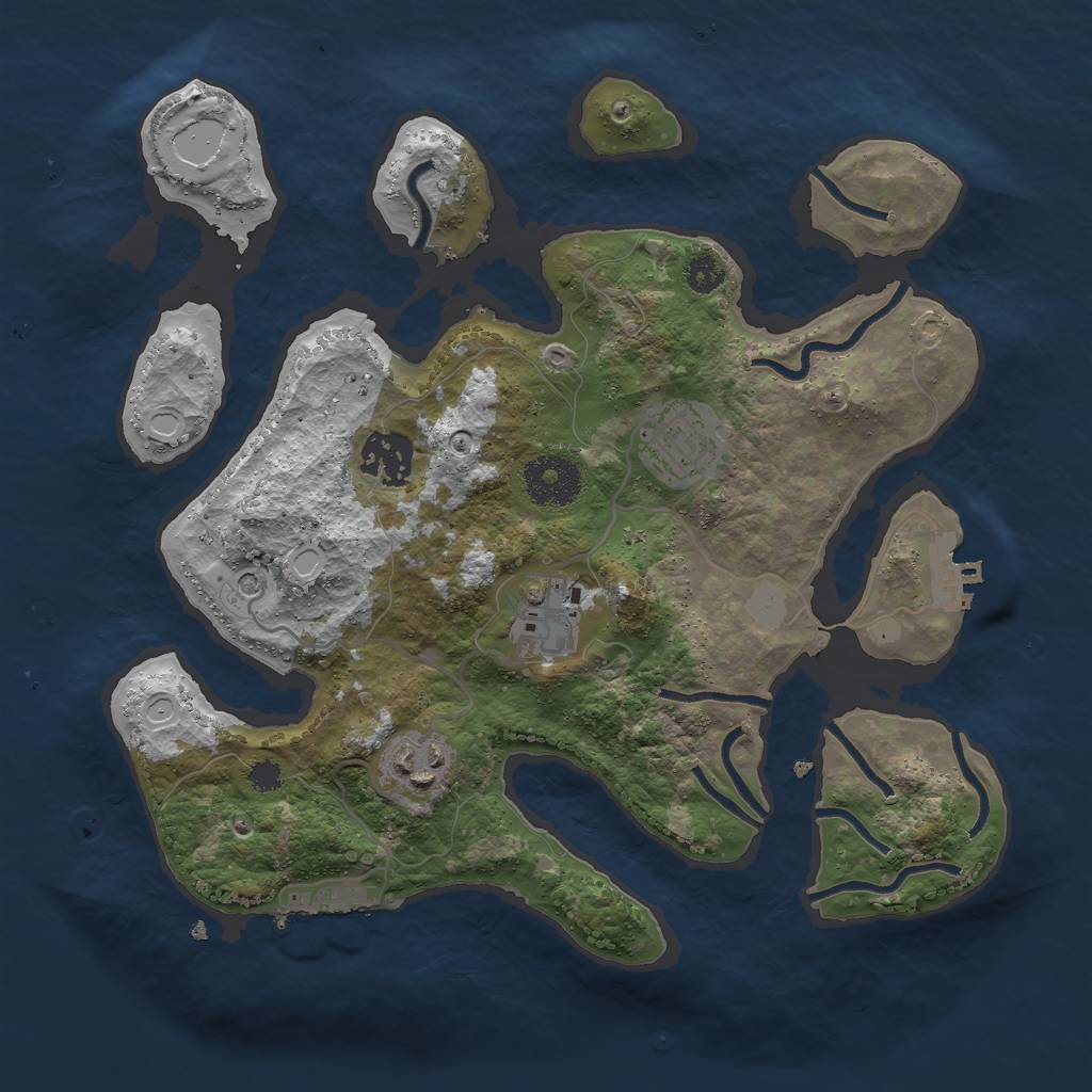 Rust Map: Procedural Map, Size: 3000, Seed: 687304432, 12 Monuments