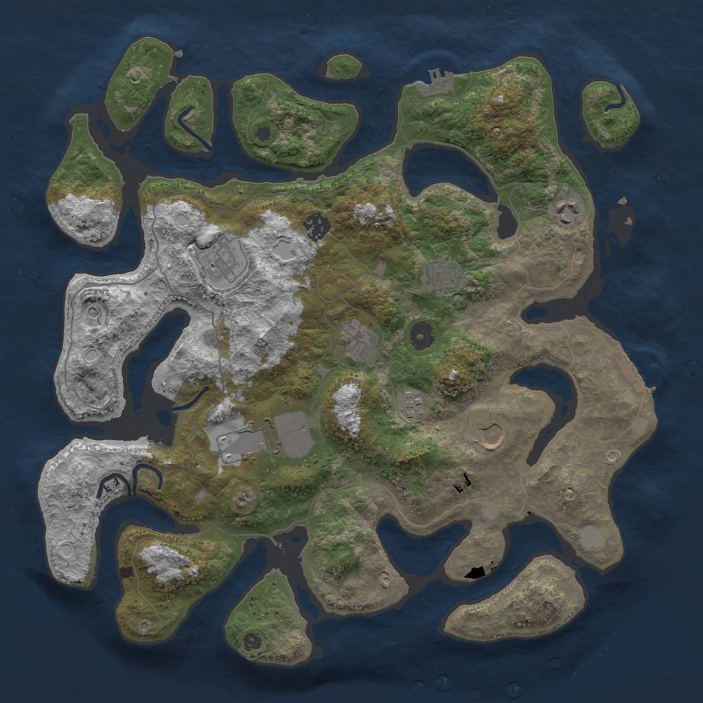 Rust Map: Procedural Map, Size: 4000, Seed: 678170, 16 Monuments