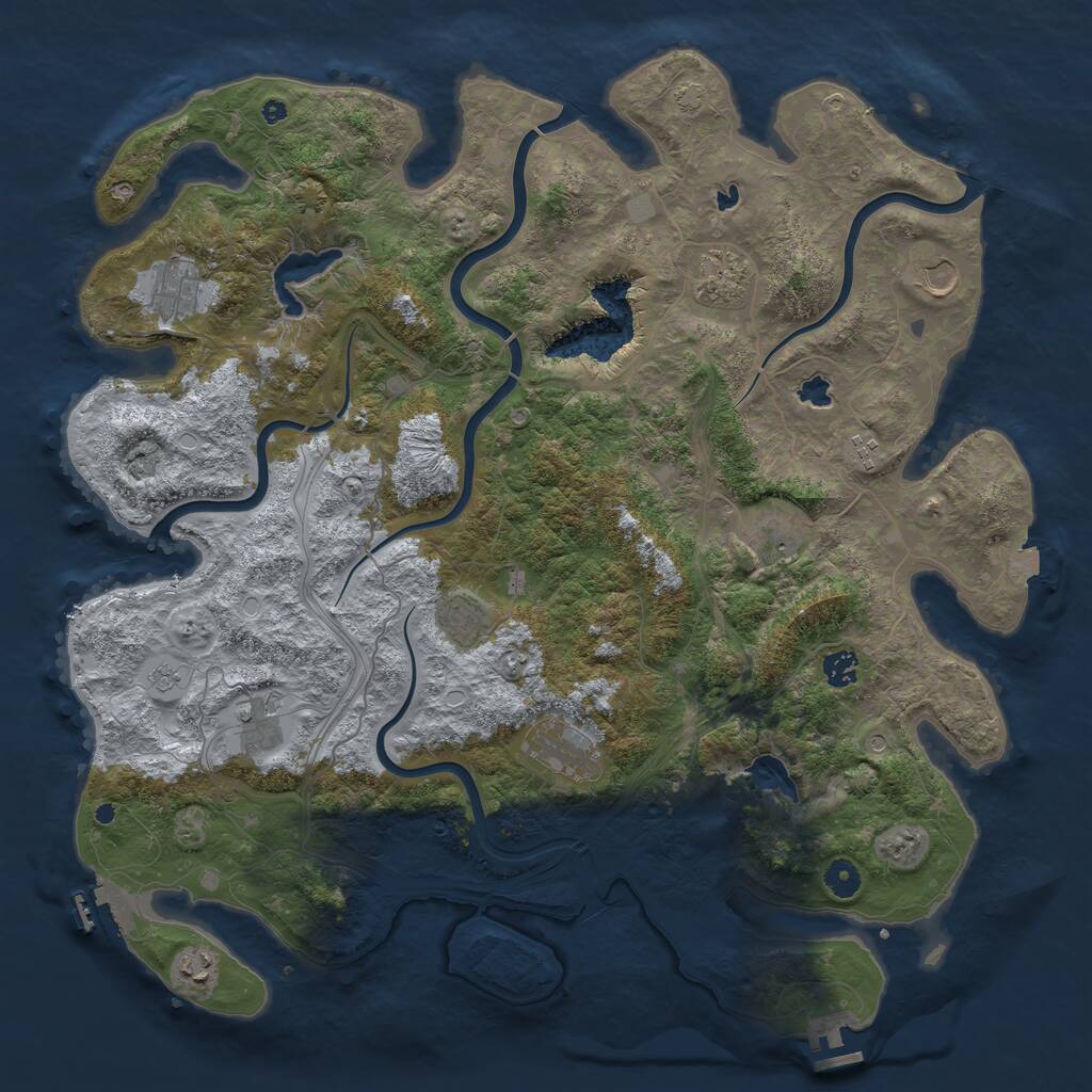 Rust Map: Procedural Map, Size: 4500, Seed: 343054134, 16 Monuments