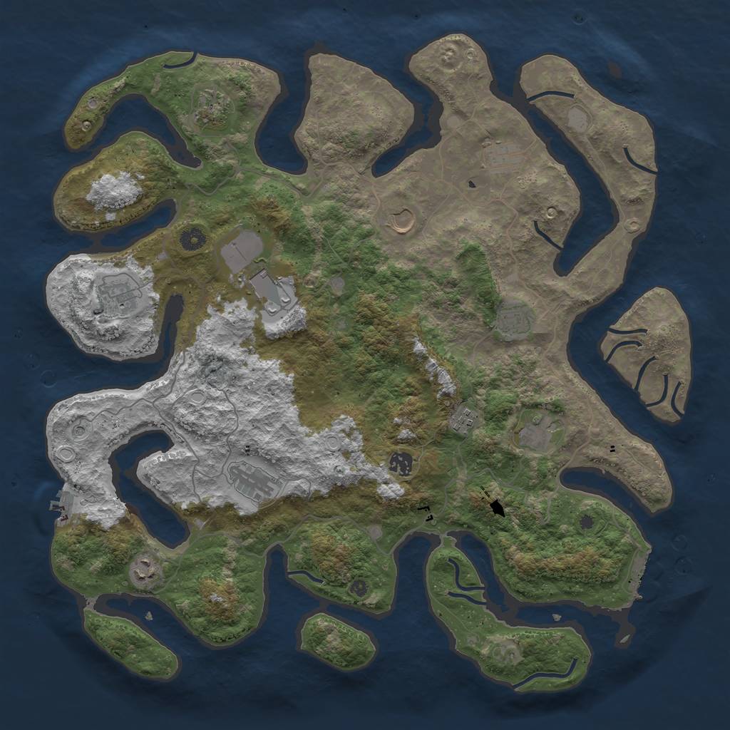 Rust Map: Procedural Map, Size: 4500, Seed: 343054134, 19 Monuments