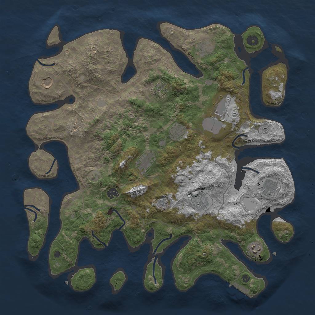 Rust Map: Procedural Map, Size: 4250, Seed: 60006, 18 Monuments