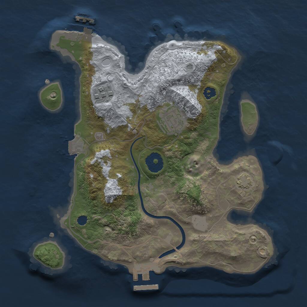 Rust Map: Procedural Map, Size: 2500, Seed: 2146487305, 6 Monuments