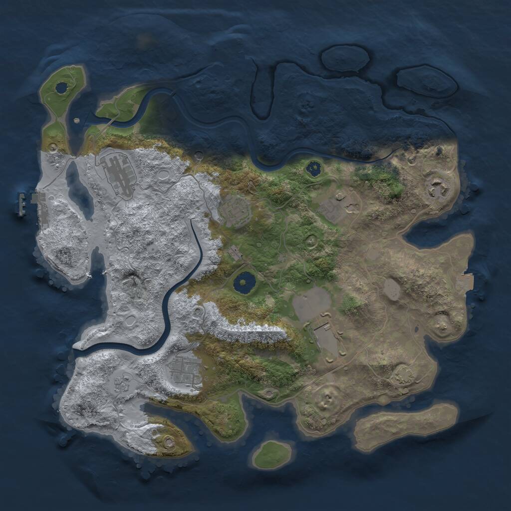 Rust Map: Procedural Map, Size: 3550, Seed: 969549, 12 Monuments