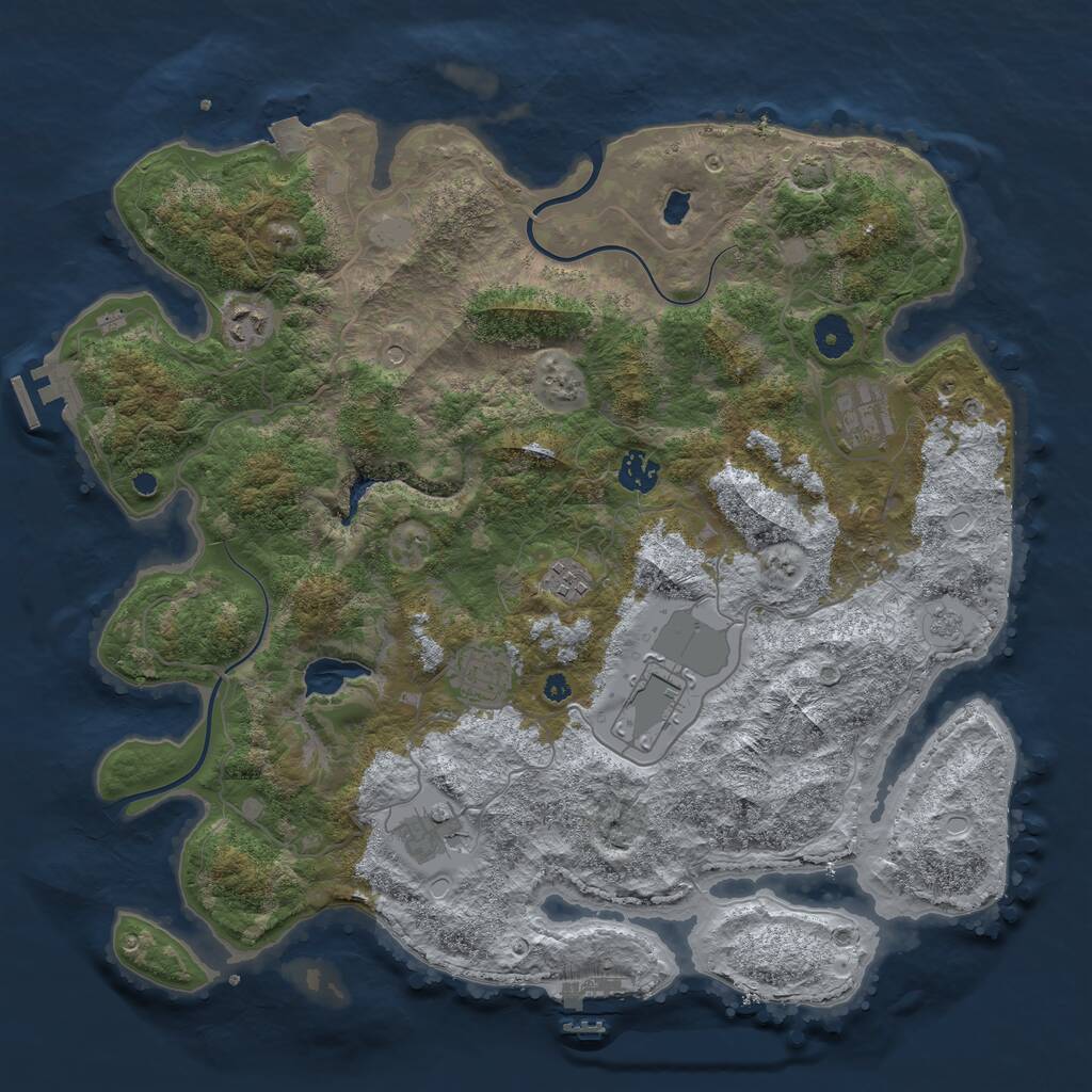 Rust Map: Procedural Map, Size: 4000, Seed: 31414222, 13 Monuments