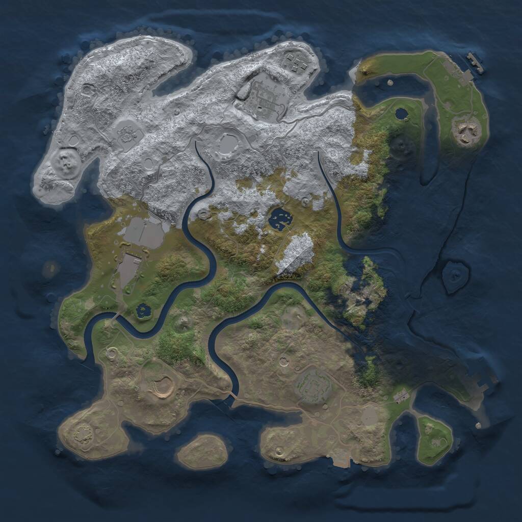 Rust Map: Procedural Map, Size: 3550, Seed: 777269, 13 Monuments