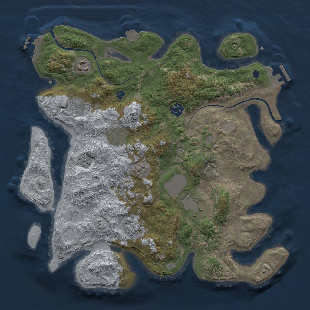 Rust Map: Procedural Map, Size: 3550, Seed: 897979, 13 Monuments