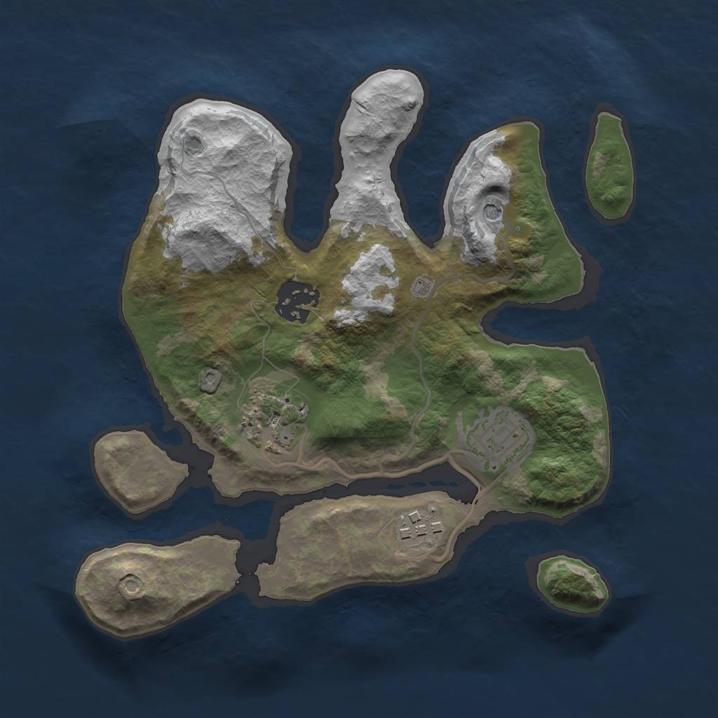 Rust Map: Barren, Size: 2500, Seed: 4312353, 7 Monuments