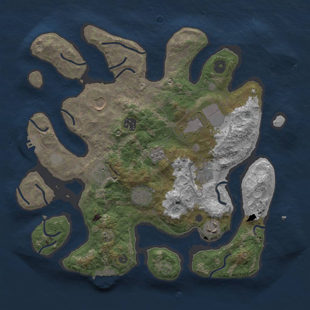 Rust Map: Procedural Map, Size: 3550, Seed: 650367, 16 Monuments