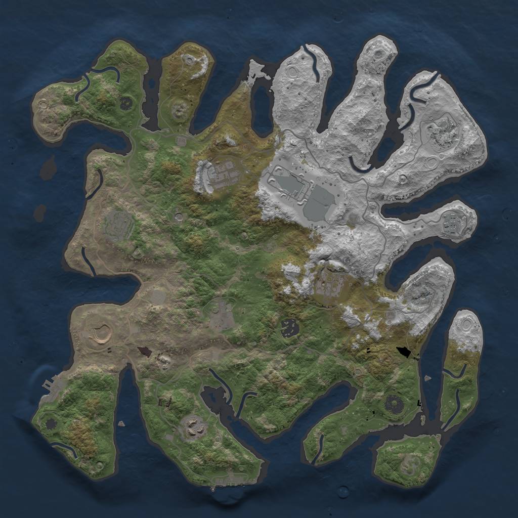 Rust Map: Procedural Map, Size: 4000, Seed: 891940, 18 Monuments