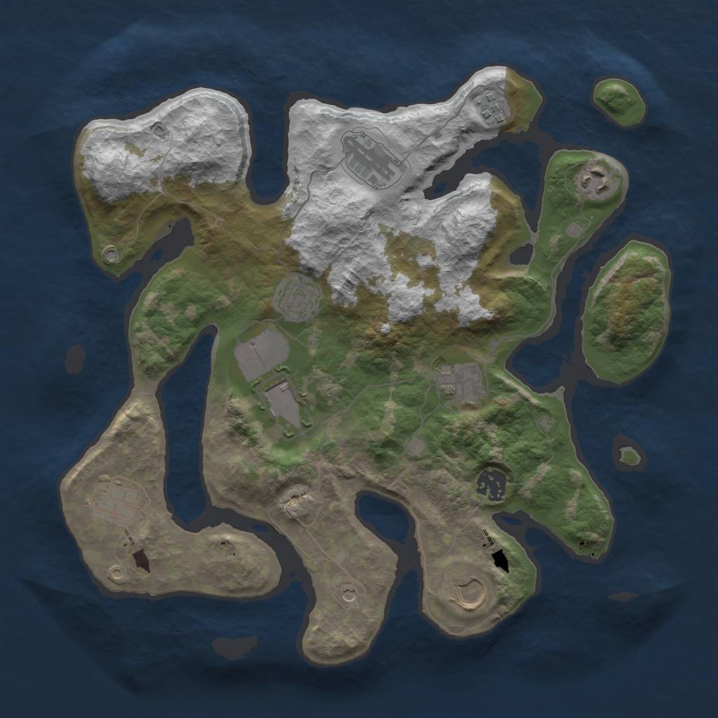 Rust Map: Barren, Size: 3500, Seed: 8376072, 12 Monuments