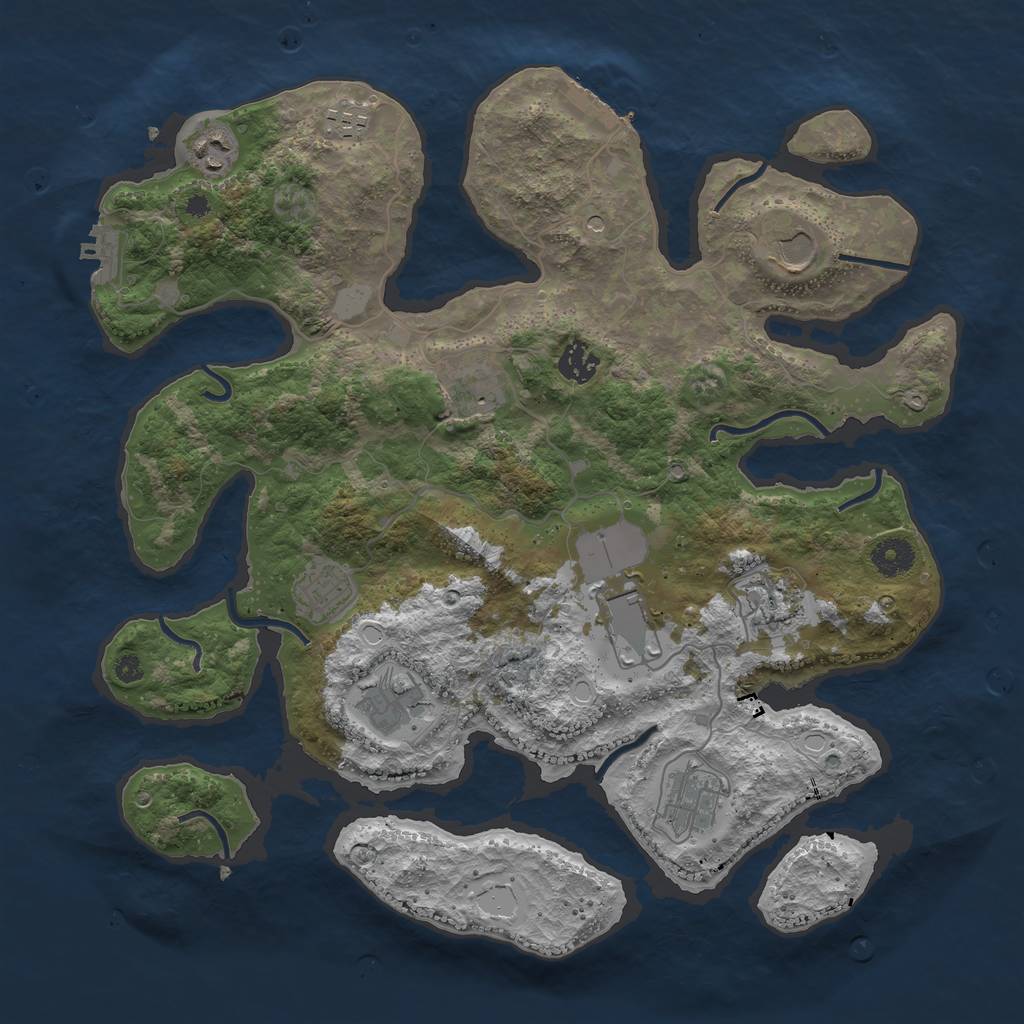 Rust Map: Procedural Map, Size: 3800, Seed: 320809, 18 Monuments