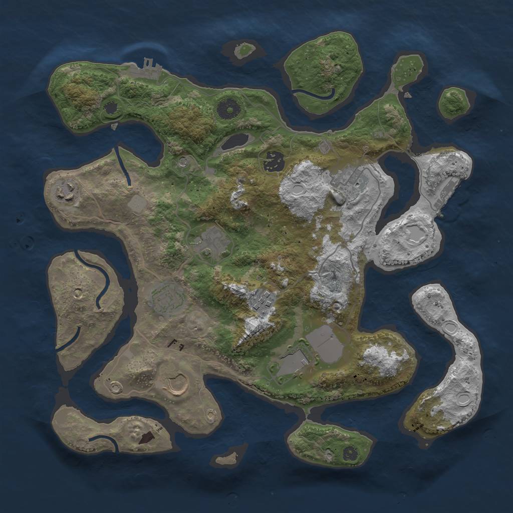 Rust Map: Procedural Map, Size: 3550, Seed: 852590, 16 Monuments