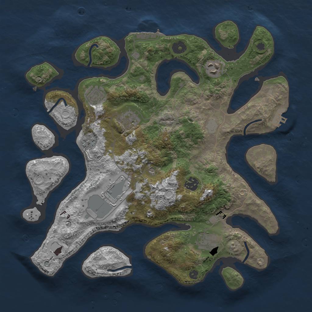 Rust Map: Procedural Map, Size: 3500, Seed: 9857221, 15 Monuments