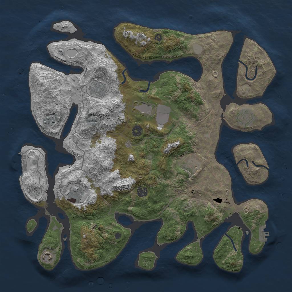 Rust Map: Procedural Map, Size: 4000, Seed: 5567, 16 Monuments