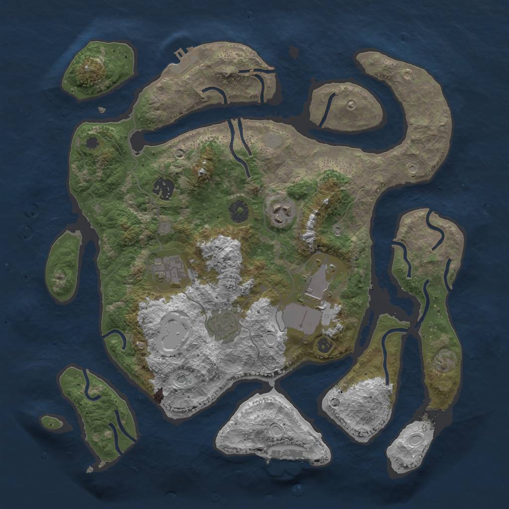 Rust Map: Procedural Map, Size: 3550, Seed: 713194, 13 Monuments