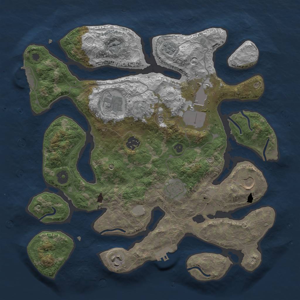 Rust Map: Procedural Map, Size: 3550, Seed: 38759, 15 Monuments