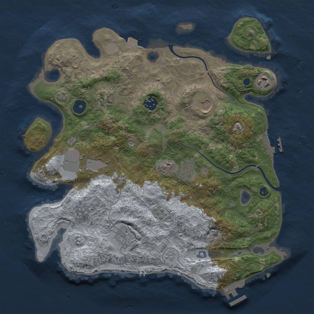 Rust Map: Procedural Map, Size: 3550, Seed: 811465, 14 Monuments