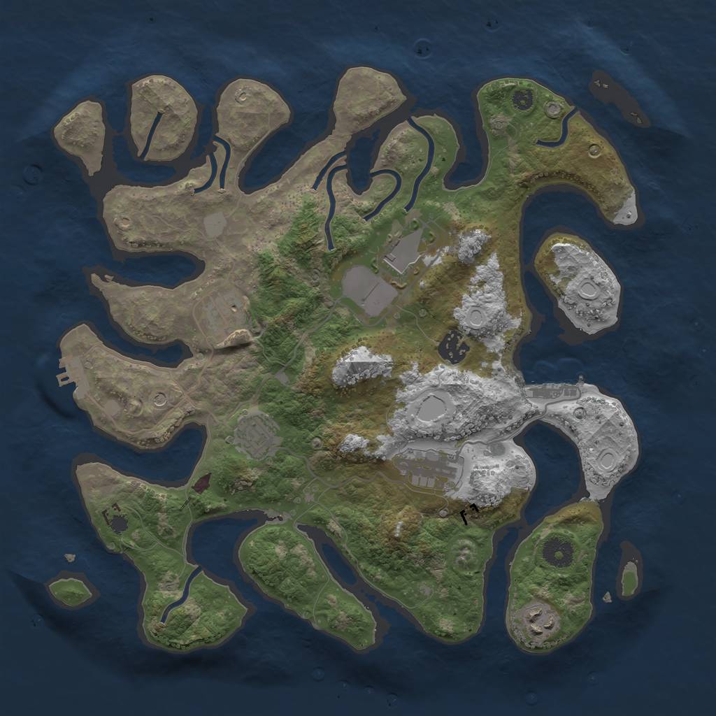 Rust Map: Procedural Map, Size: 3550, Seed: 171981, 14 Monuments