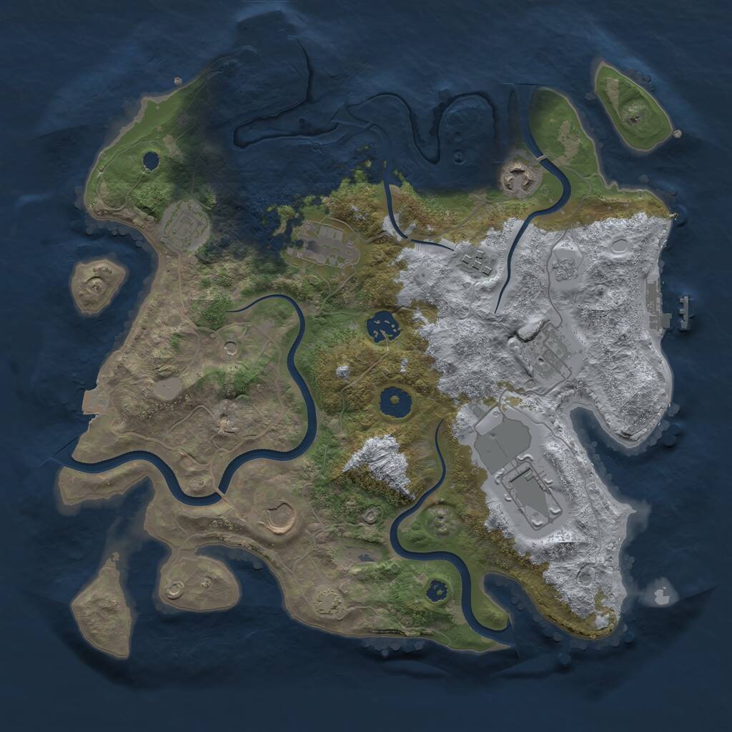 Rust Map: Procedural Map, Size: 3500, Seed: 2312154, 14 Monuments
