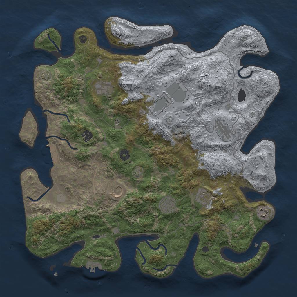 Rust Map: Procedural Map, Size: 4000, Seed: 871414109, 16 Monuments