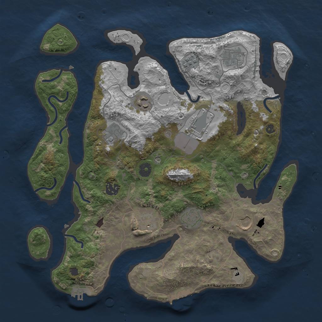 Rust Map: Procedural Map, Size: 3550, Seed: 707686, 17 Monuments