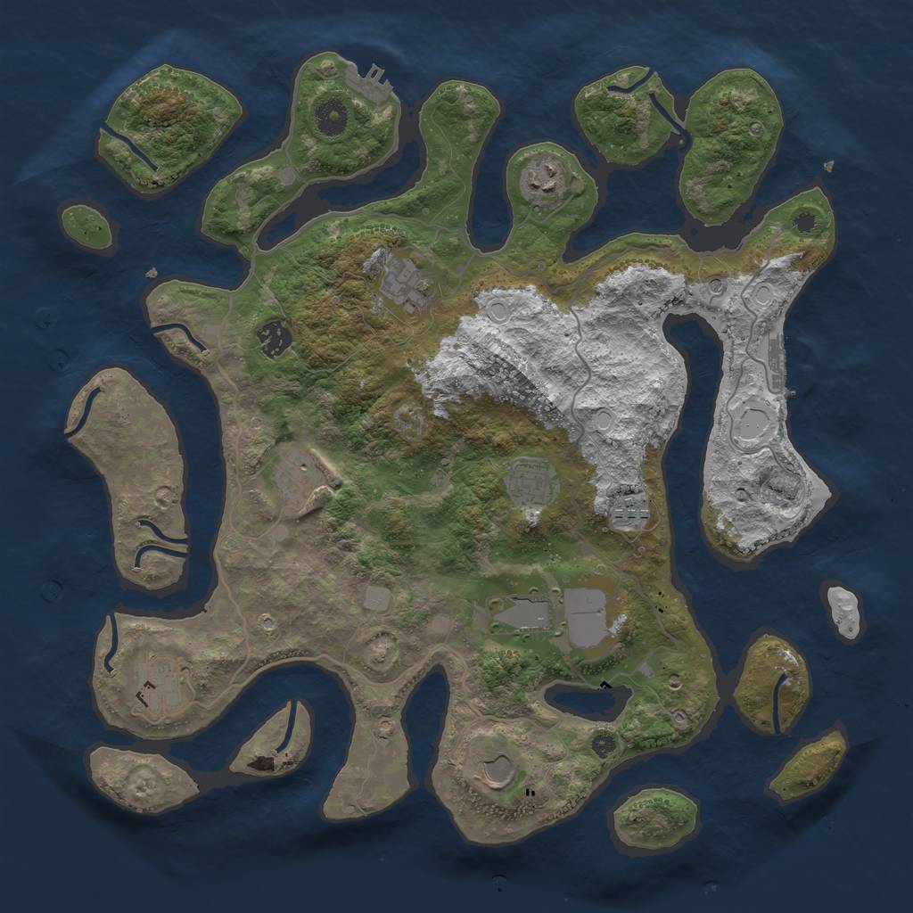 Rust Map: Procedural Map, Size: 4000, Seed: 52000, 17 Monuments