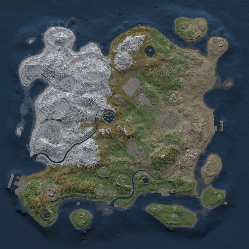 Rust Map: Procedural Map, Size: 3550, Seed: 531754, 14 Monuments