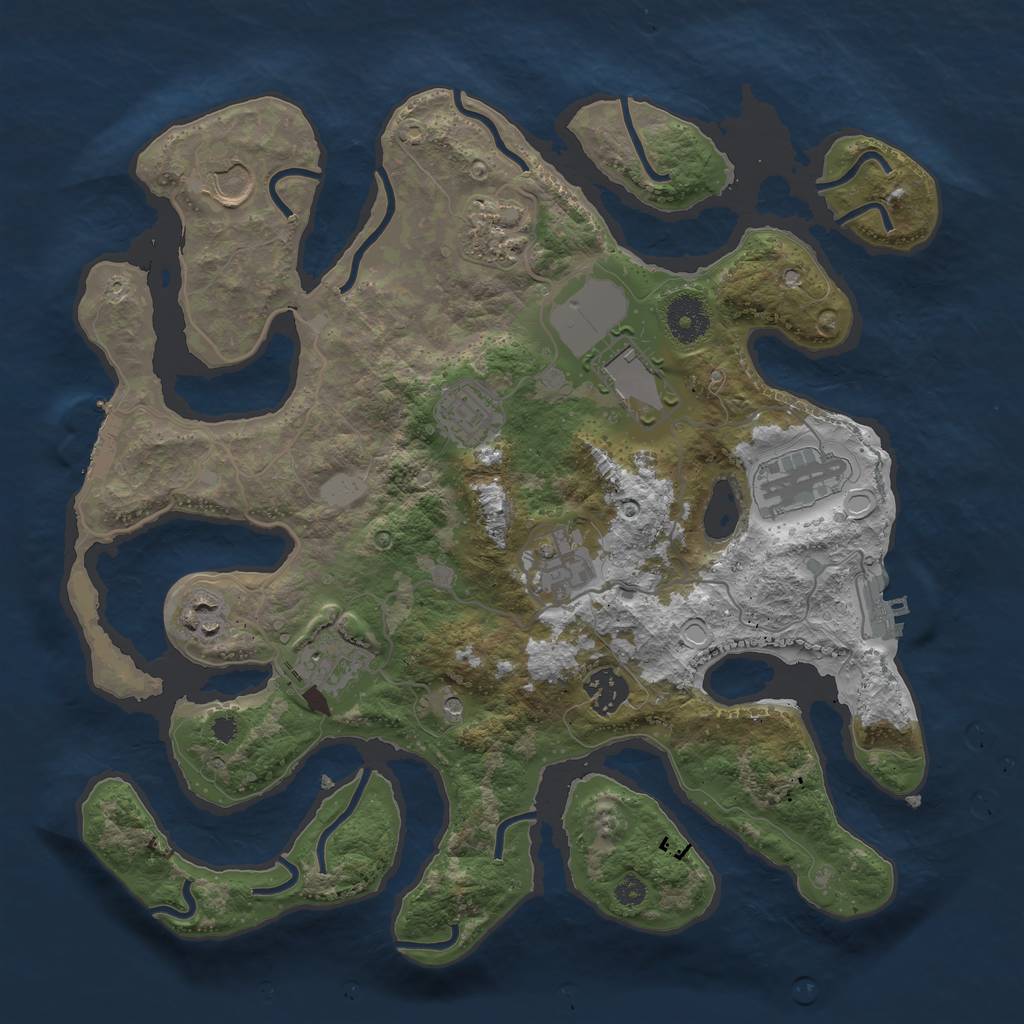Rust Map: Procedural Map, Size: 3500, Seed: 925826725, 17 Monuments