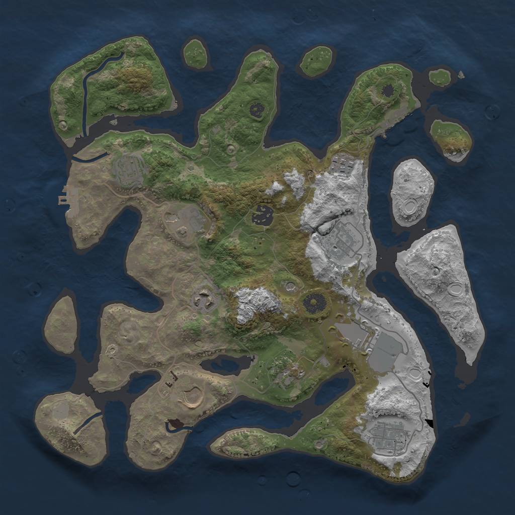Rust Map: Procedural Map, Size: 3550, Seed: 110154, 18 Monuments