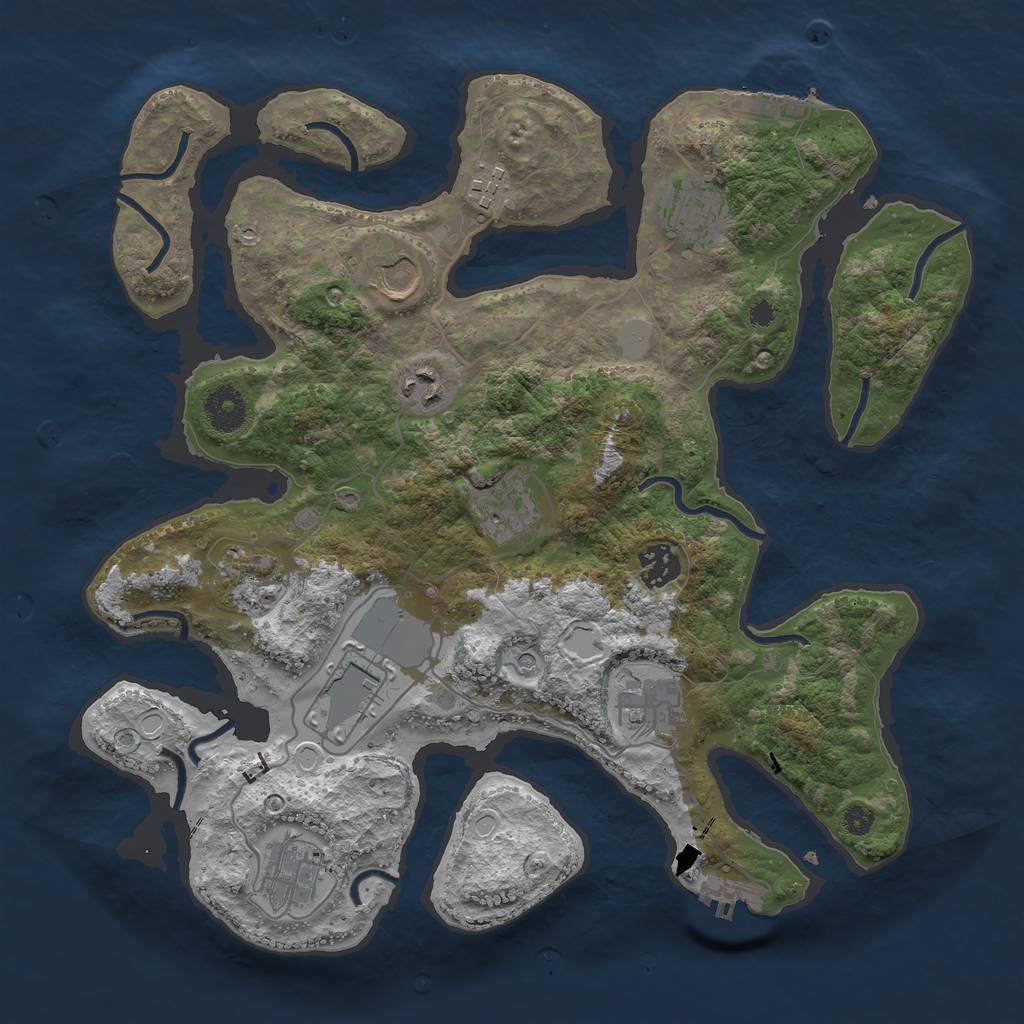 Rust Map: Procedural Map, Size: 3550, Seed: 467763, 18 Monuments