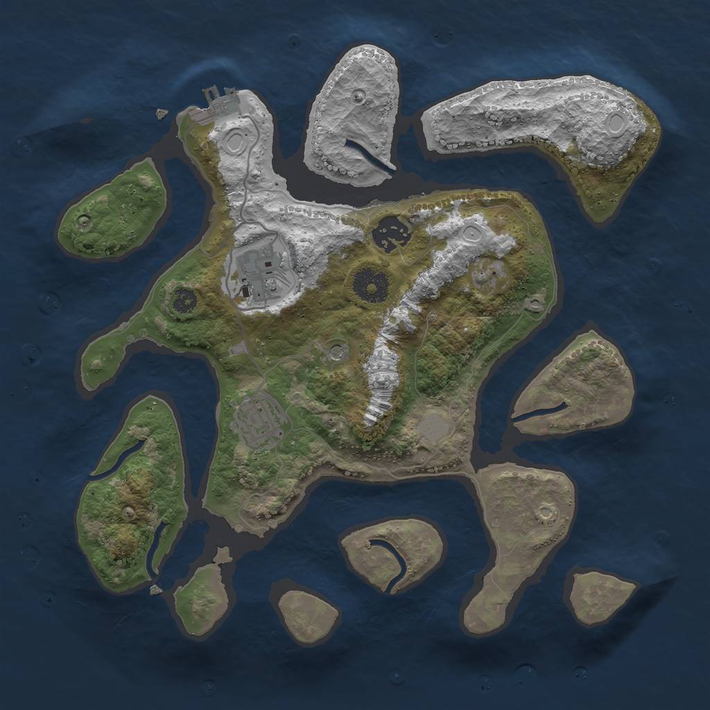 Rust Map: Procedural Map, Size: 3000, Seed: 51698, 10 Monuments
