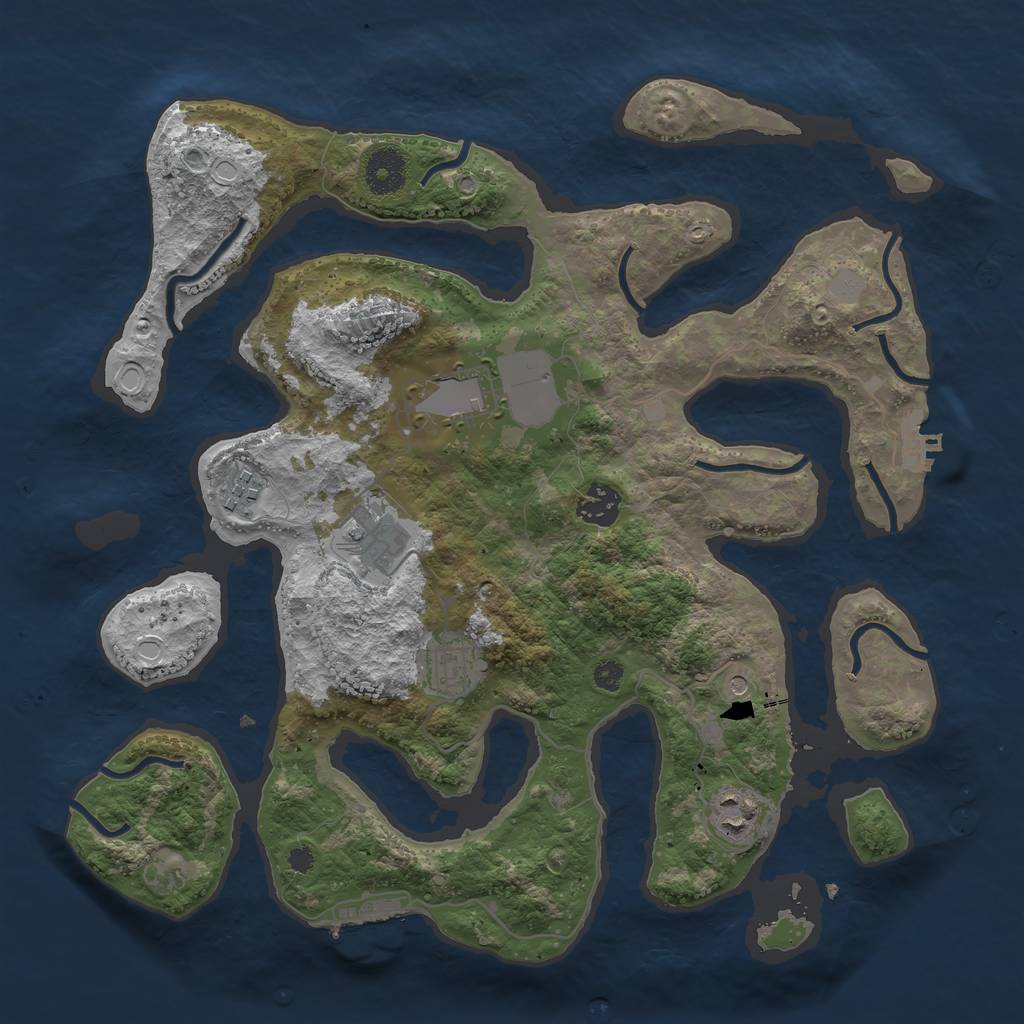 Rust Map: Procedural Map, Size: 3550, Seed: 608349, 14 Monuments