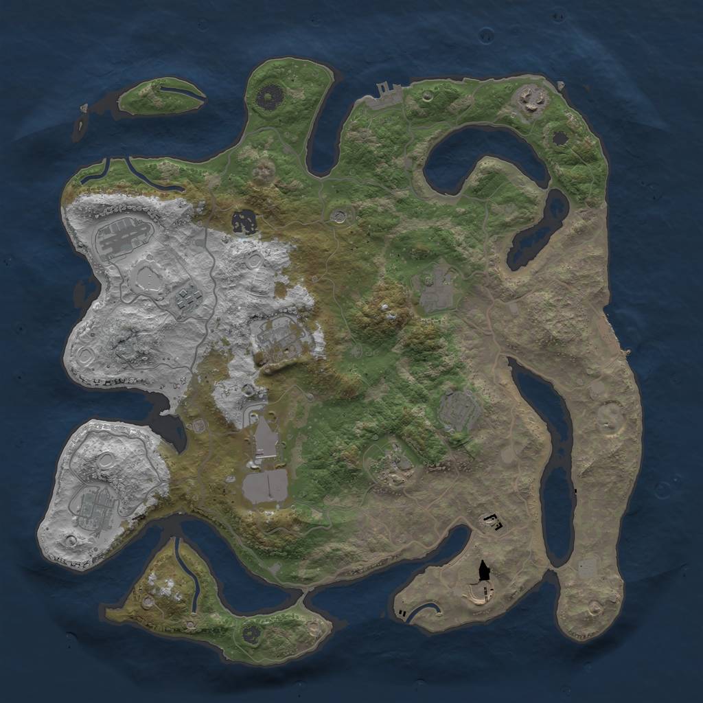 Rust Map: Procedural Map, Size: 4000, Seed: 1015485697, 19 Monuments
