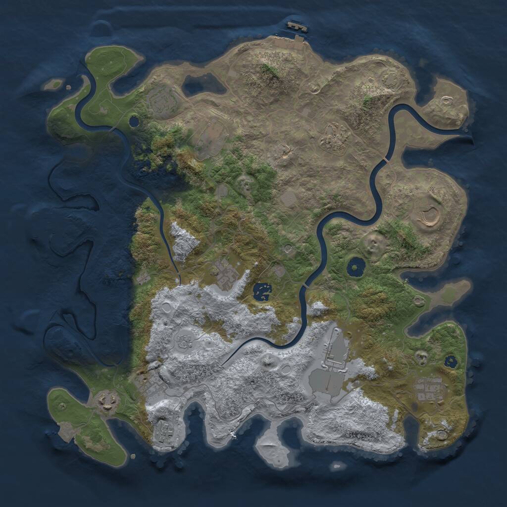 Rust Map: Procedural Map, Size: 3950, Seed: 804887418, 17 Monuments