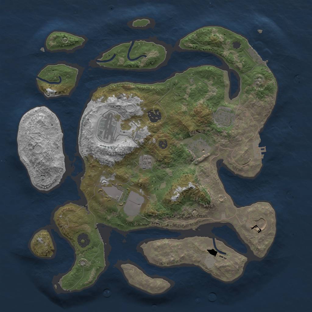 Rust Map: Procedural Map, Size: 3500, Seed: 2135678832, 14 Monuments