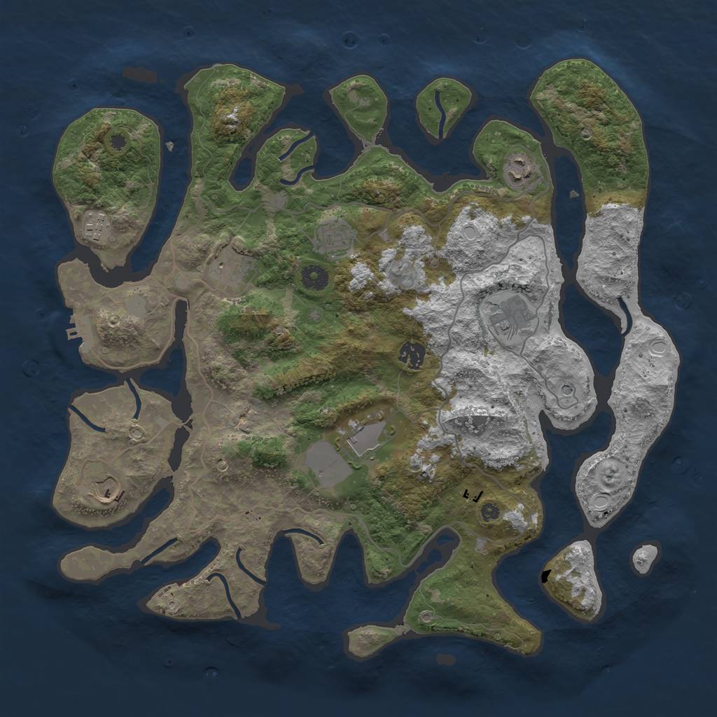 Rust Map: Procedural Map, Size: 4000, Seed: 477340, 15 Monuments