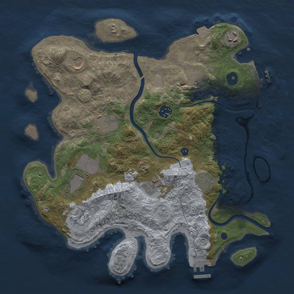 Rust Map: Procedural Map, Size: 3550, Seed: 836658, 16 Monuments