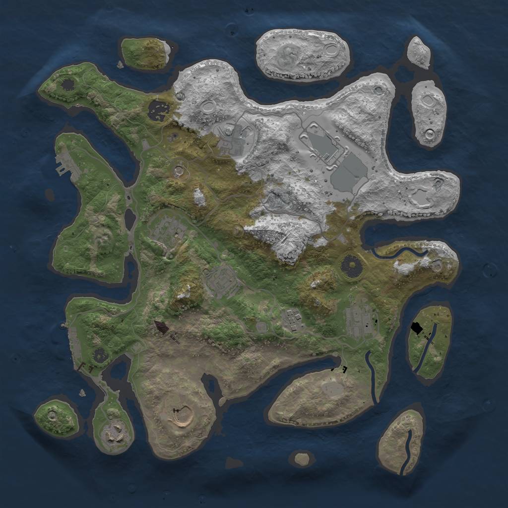 Rust Map: Procedural Map, Size: 3550, Seed: 685090, 17 Monuments