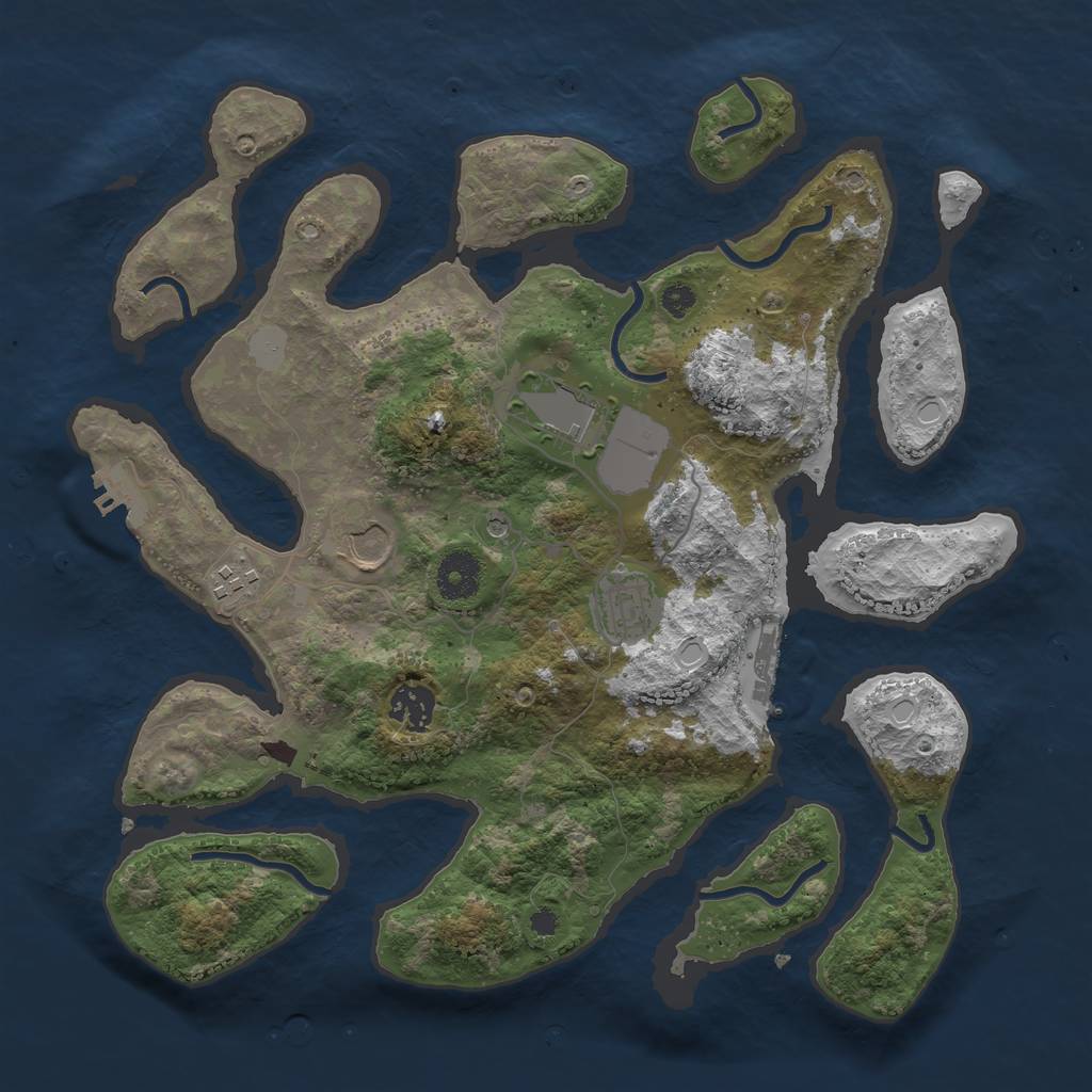 Rust Map: Procedural Map, Size: 3500, Seed: 342145171, 13 Monuments