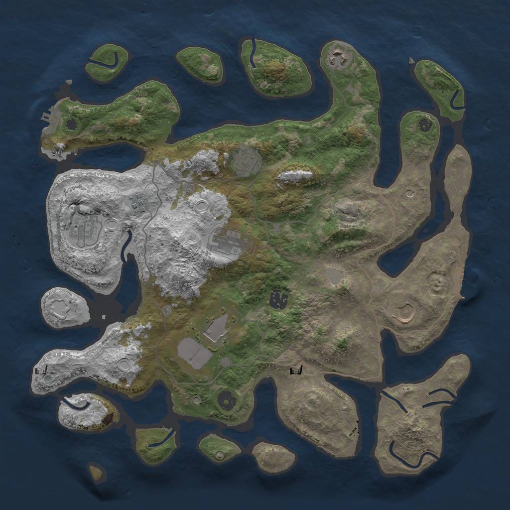 Rust Map: Procedural Map, Size: 4000, Seed: 570037, 16 Monuments