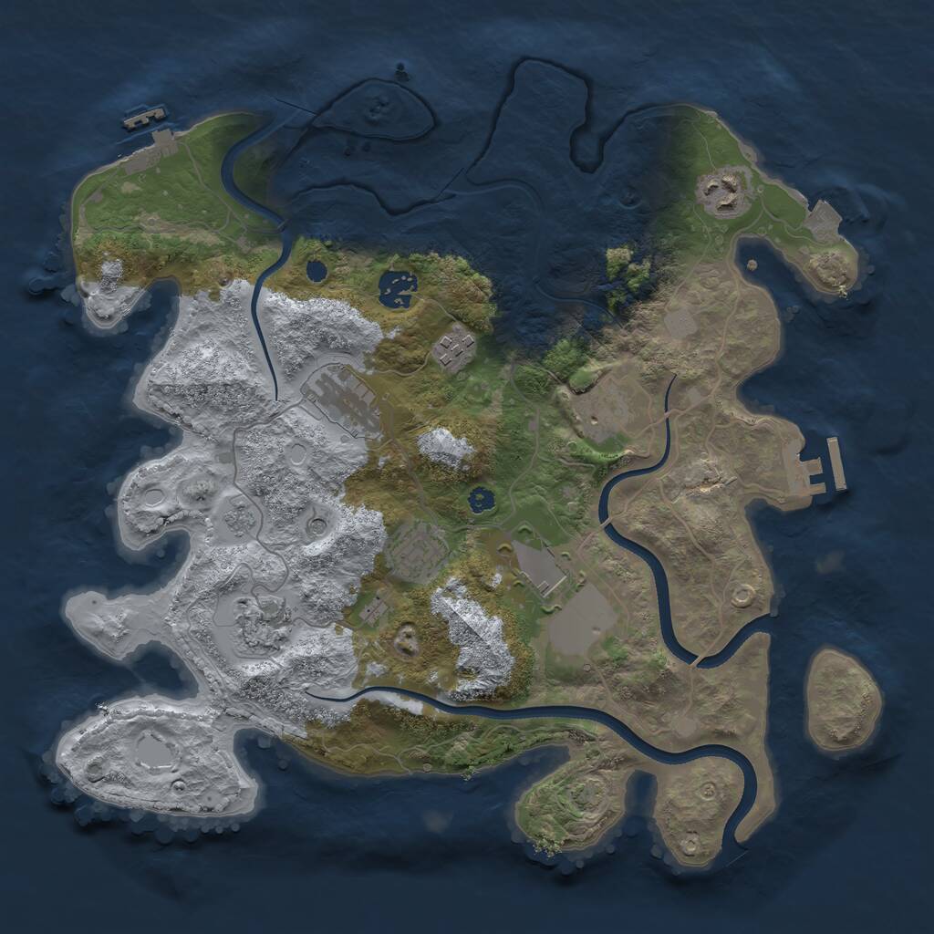 Rust Map: Procedural Map, Size: 3550, Seed: 699041, 14 Monuments