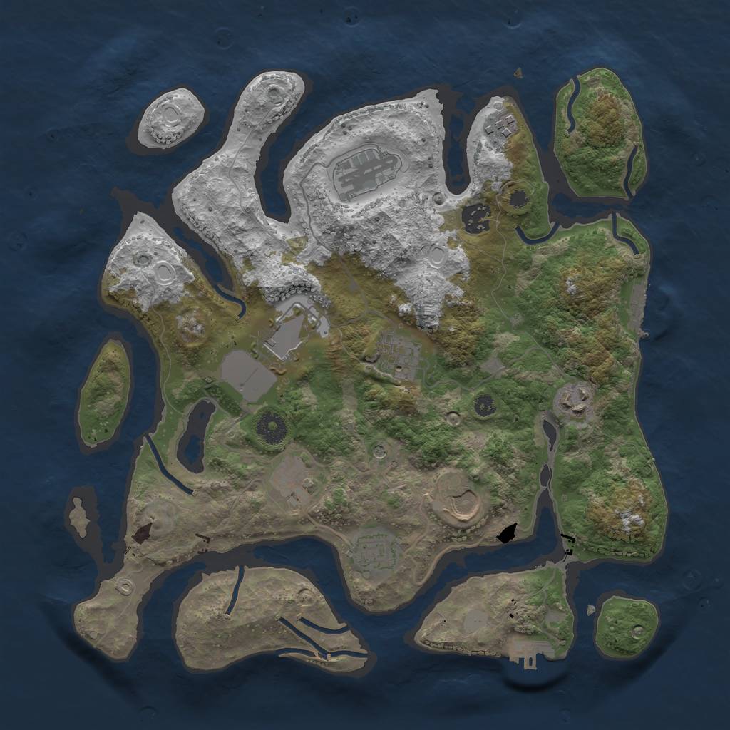 Rust Map: Procedural Map, Size: 3550, Seed: 504418, 17 Monuments