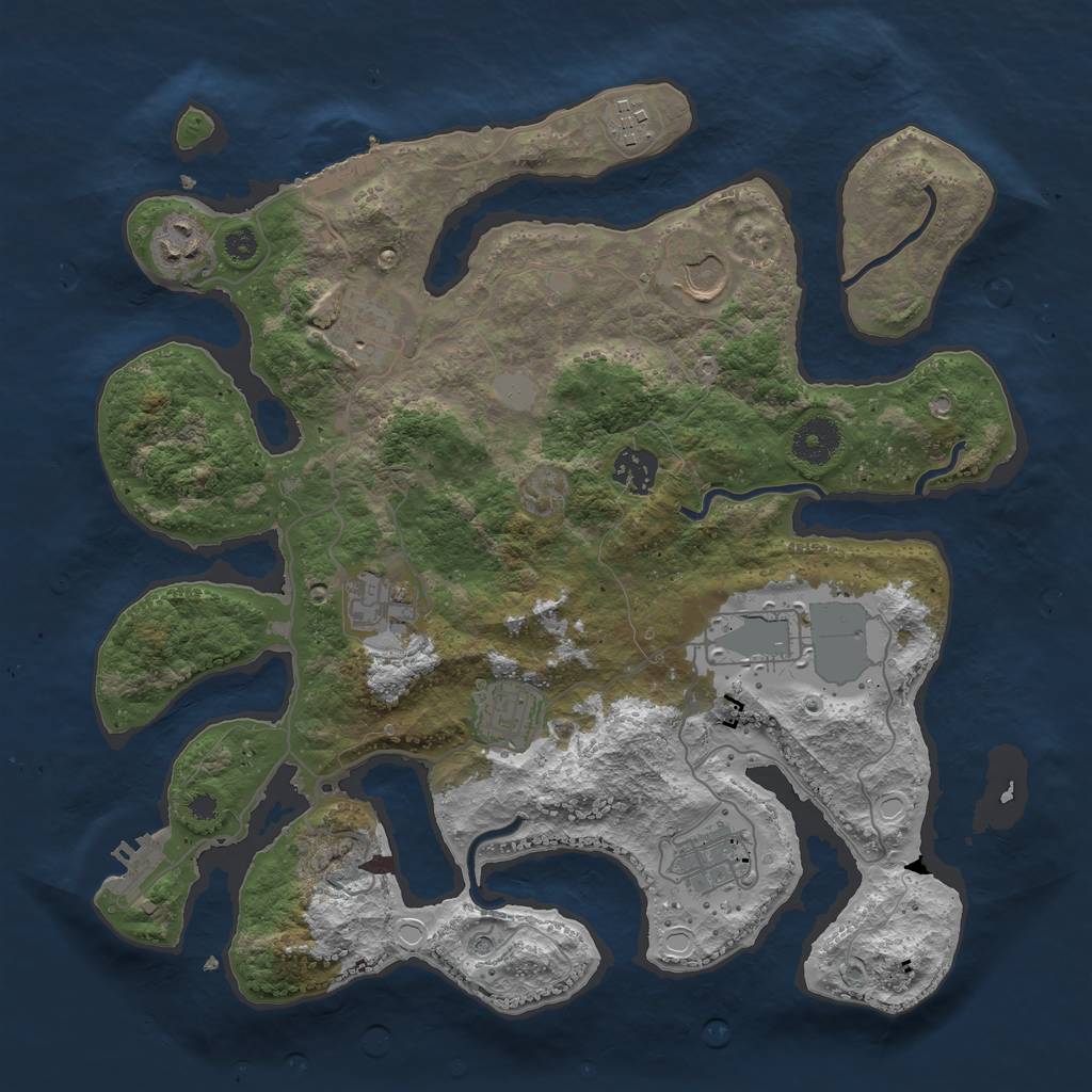 Rust Map: Procedural Map, Size: 3550, Seed: 144494, 17 Monuments