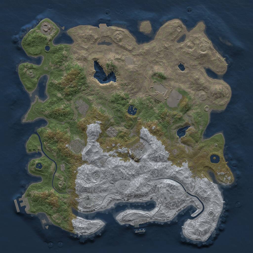 Rust Map: Procedural Map, Size: 4000, Seed: 1105149066, 13 Monuments
