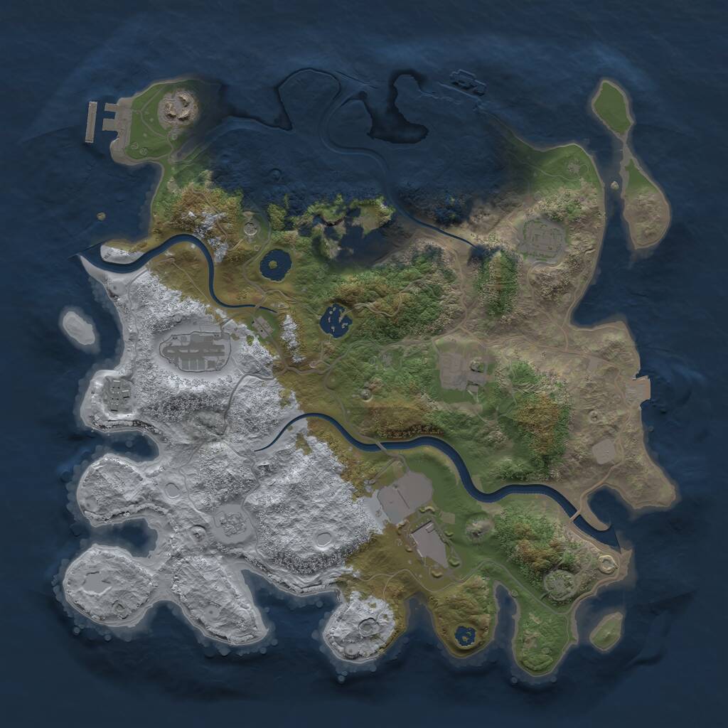 Rust Map: Procedural Map, Size: 3550, Seed: 857514, 14 Monuments