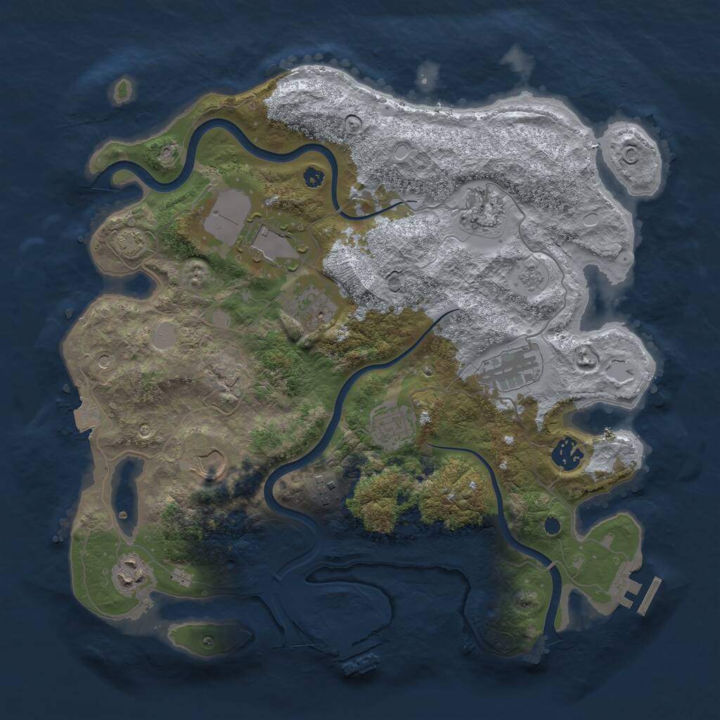 Rust Map: Procedural Map, Size: 3550, Seed: 408752, 15 Monuments