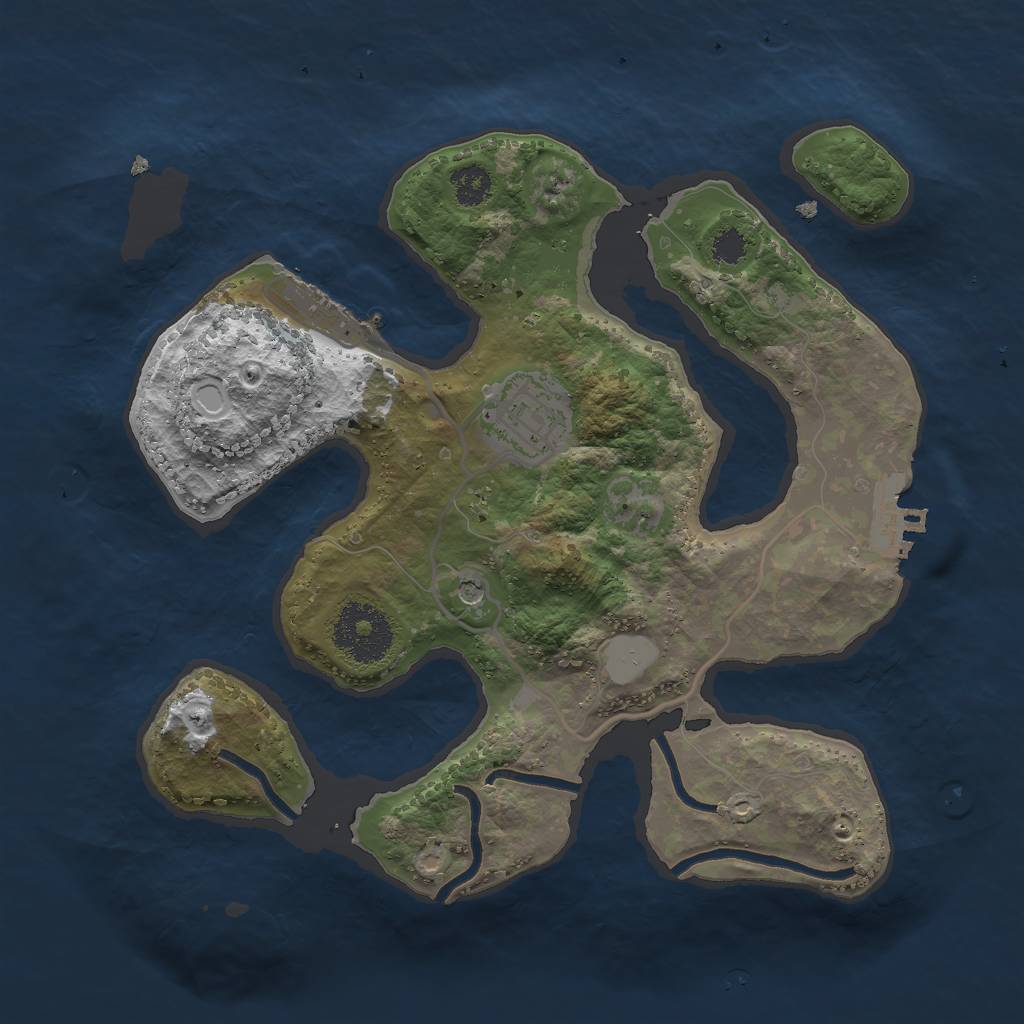 Rust Map: Procedural Map, Size: 2624, Seed: 1315436056, 9 Monuments