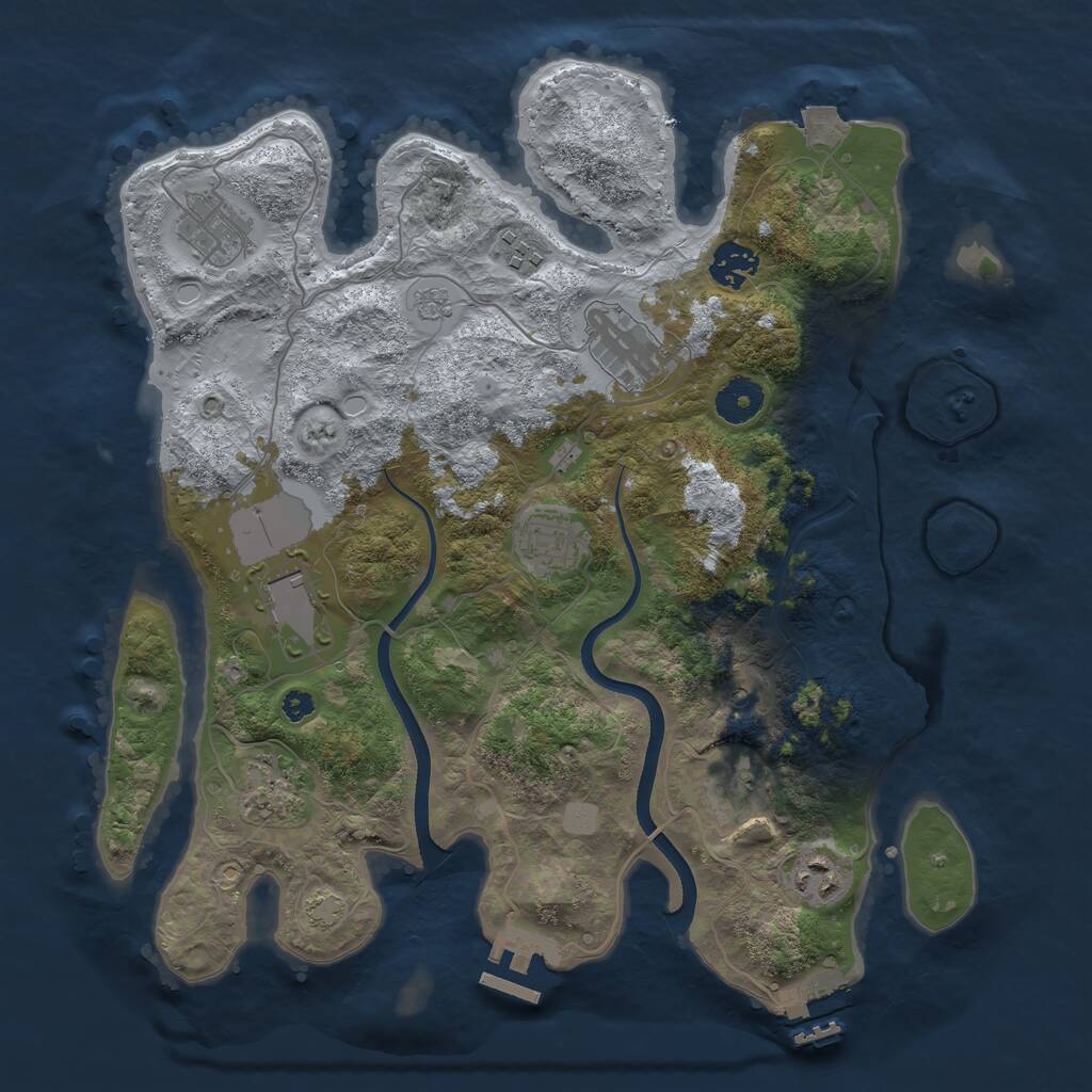 Rust Map: Procedural Map, Size: 3550, Seed: 403050, 15 Monuments